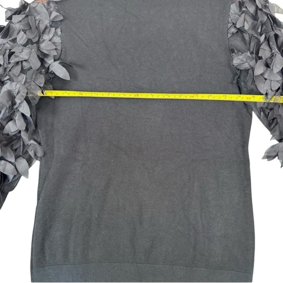 Sioni Black Petal Frill Sleeve Ruffle Neck Woman’s Sweater Size Small - Picture 12 of 13